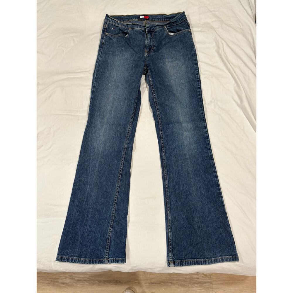 Y2K Vintage Tommy Jeans Low Rise Flare Dark Denim Jeans Juniors Size 9
